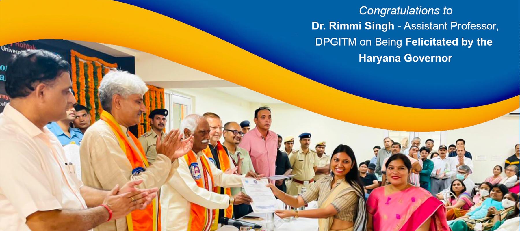 Dr Rimmi Singh Felicitated By Haryana Governer