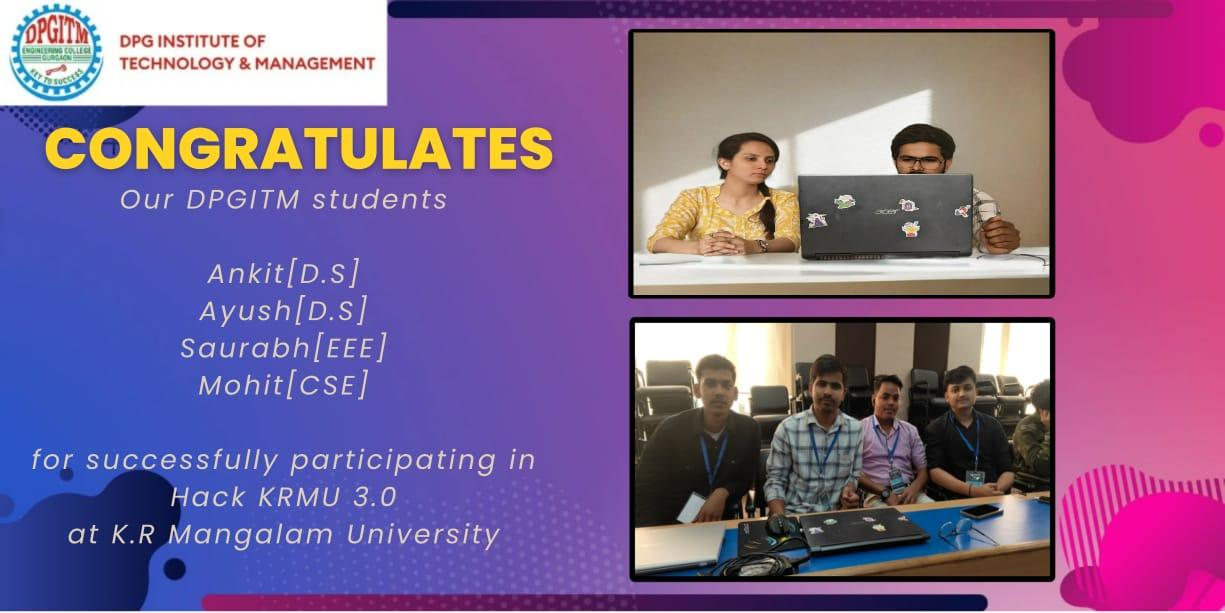 3-Days Project Competition held at K.R Mangalam University (Hack KRMU 3.0)