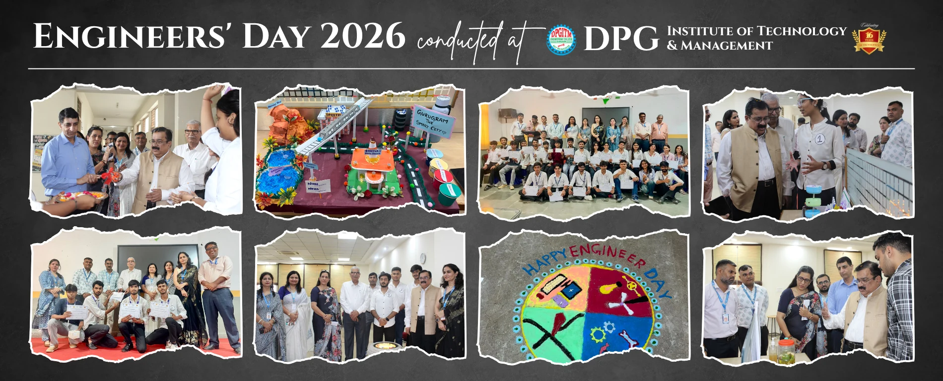 Photo highlights of Engineers' Day 2026 at DPG Institute of Technology and Management, Gurugram, 15 September 2026 - 51 teams from B.Tech, BCA and BBA presented their Best out of Waste ideas